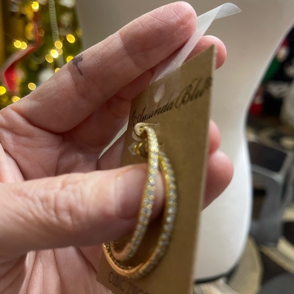 Gold Dipped Hoop with CZ accent hoops - Picture 3 of 3